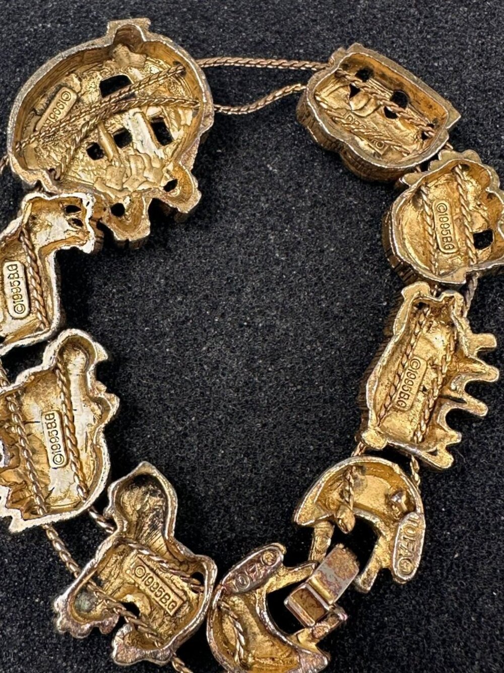 Vintage Noah Arks Bracelet Gold Tone Sliding Charms Bergdorf Goodman 7.25" - Picture 7 of 13